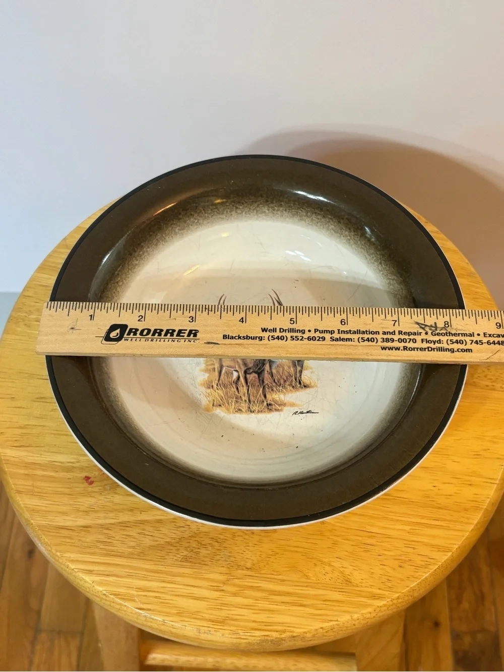 Vintage Buck Wear stoneware dinner plates and bowls